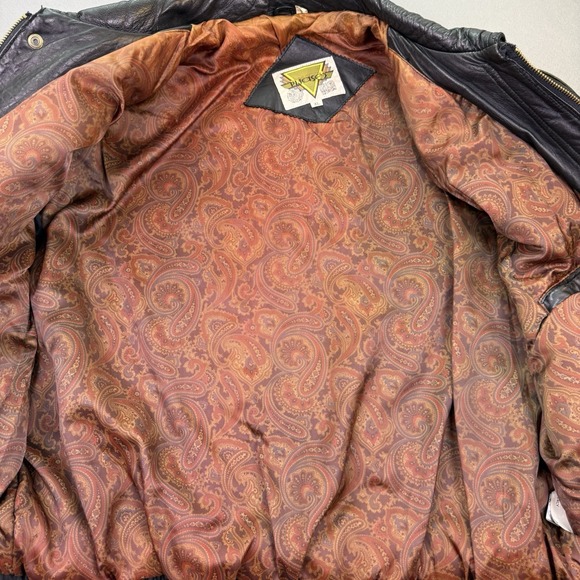 Vtg. Phase 2 Jacket Men's XL Black Leather Bomber Zip Pockets Flight Biker - Picture 9 of 15